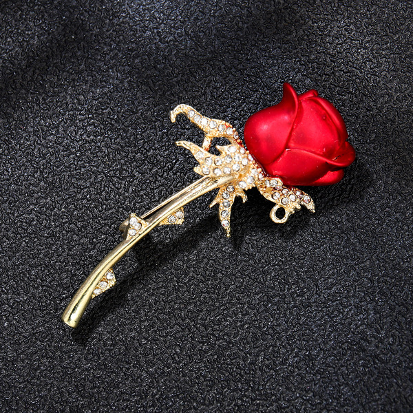 high-end red elegant brooch lapel pin