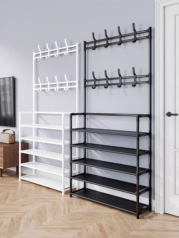 Shoe Rack with Integrated Coat Rack at the Entrance, Storage Shoe Cabinet, Coat Rack, Dormitory Hot Item 2023, Space-Saving for Rental Apartments
