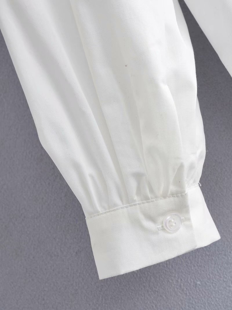 retro embroidery white shirt NSAM38958