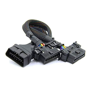 Obd2 Male to Dual Female Extension Cable One-To-Two Extension Cable Nylon Network