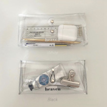 厂家定做ins风简约透明PVC笔袋绕线收纳铅笔袋文具盒化妆品收纳袋