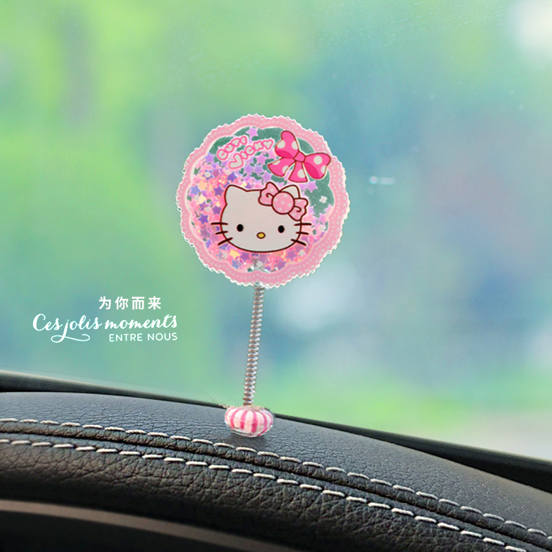 El nuevo KT cat acrílico arenas movedizas Hello Kitty sacude la cabeza junto a la ventana del coche, panel de instrumentos de control central del coche, chica de Internet