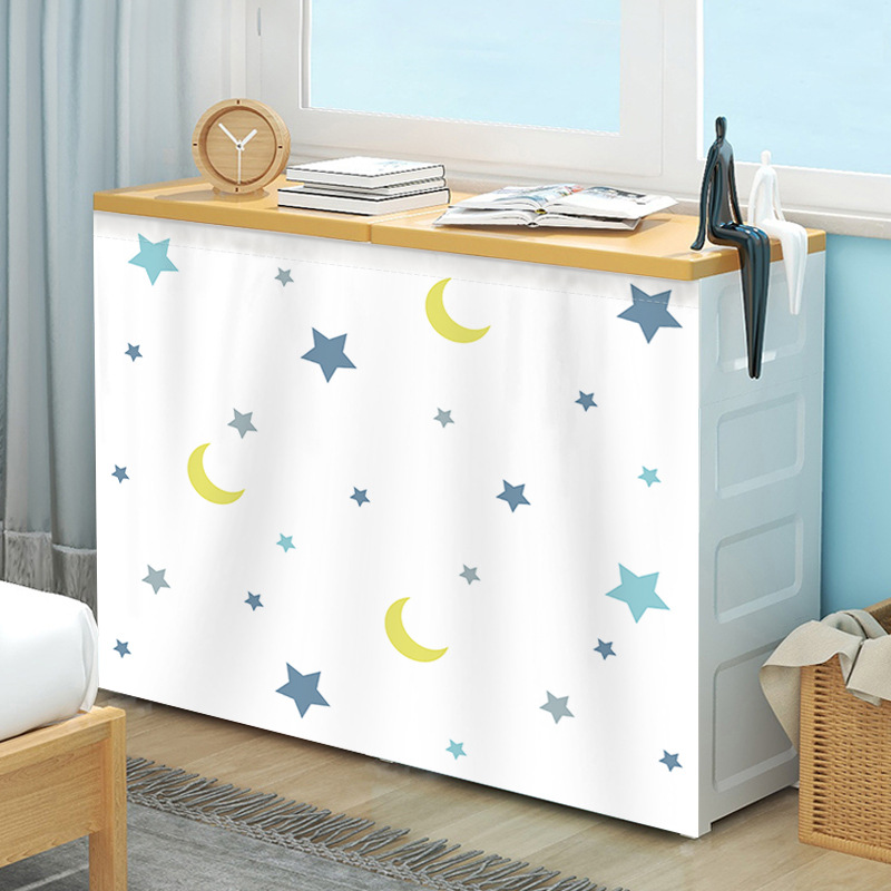 Gabinete de tela cortina Velcro autoadhesivo zapato gabinete cortina ciega libre perforado armario muebles gabinete puerta cortina hogar