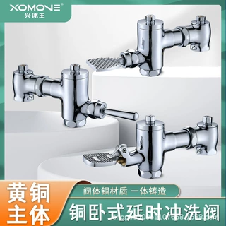 全铜体冲洗阀卧式脚踏式冲水阀厕所自闭大便冲洗蹲坑延时伸缩阀