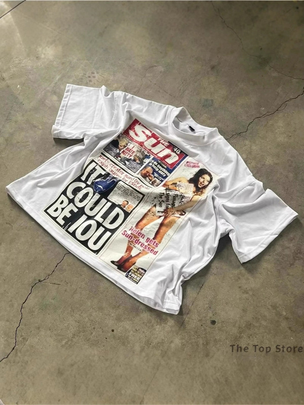 新品Y2K2025美式街头嘻哈风嘻哈卡通男女印花宽松T恤个性百搭跨境|undefined