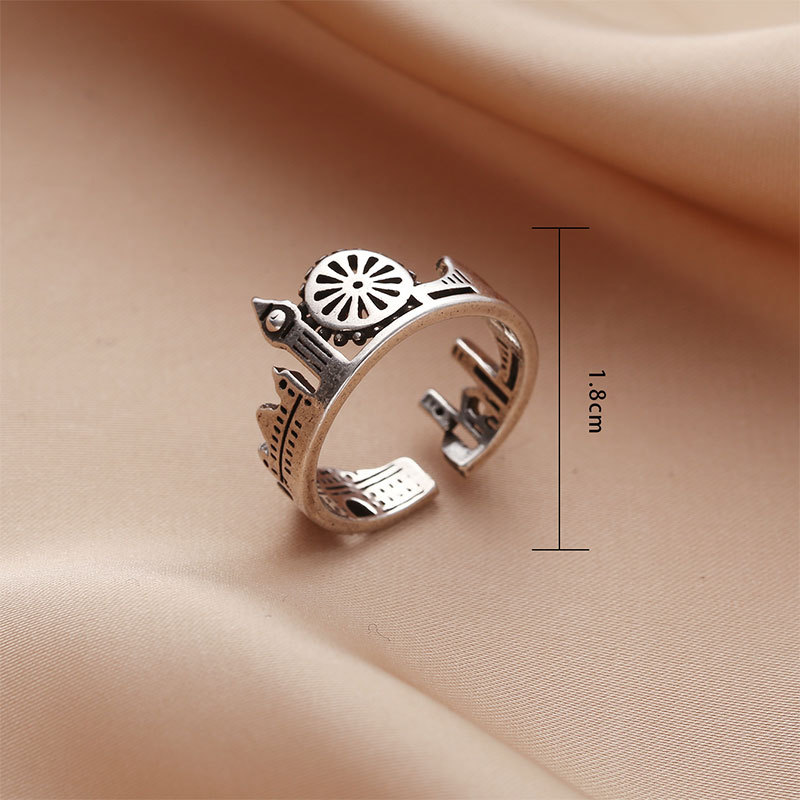 Korean version Dongdaemun Taeyin Castle ring, a retro, aged, individualistic, and cool style open ring accessory on Instagram pic 5