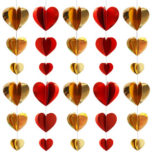 3D Stereo Heart Sequin Latte Art 2m Heart-Shaped Wedding Hangings Window Hangings Valentine's Day Birthday Hanging Flags Wholesale