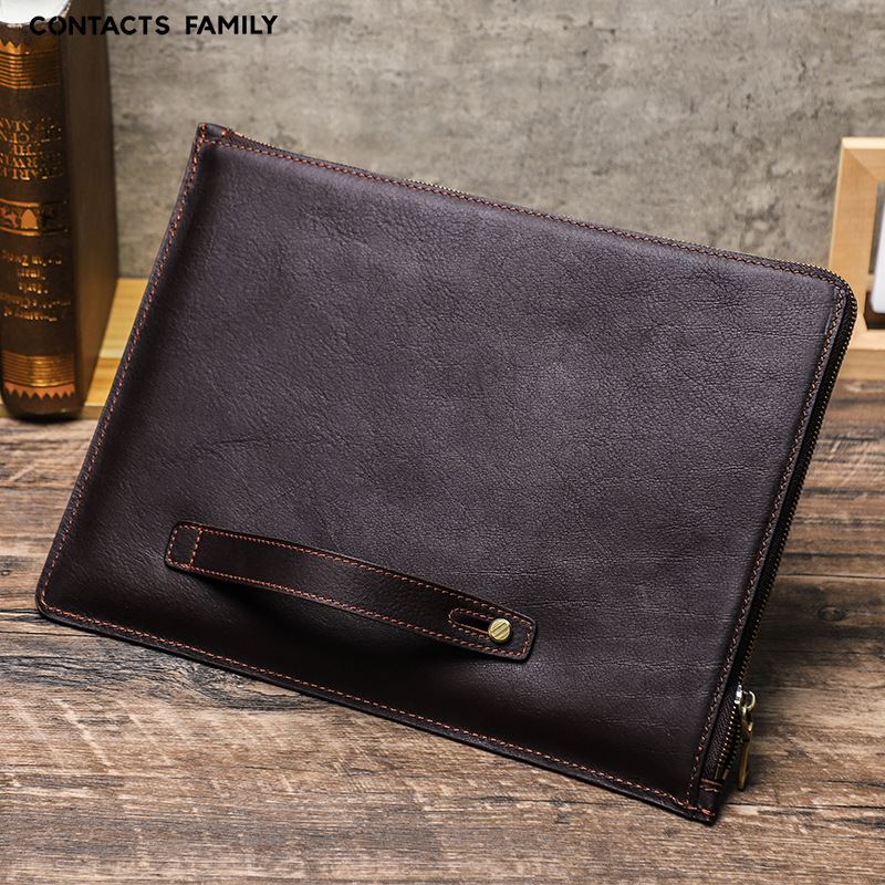 Suitable for Macbookpro 13inch Cowhide Laptop Protective Sleeve Hand Zipper Travel Leather Liner Bag