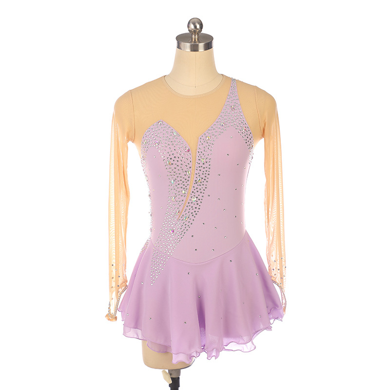 Ropa de patinaje artístico ropa de patinaje ropa de rendimiento niños adultos niñas rendimiento ropa competencia falda color azul zafiro