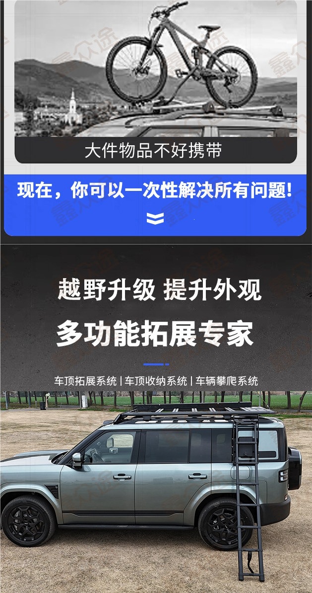 Suitable for Fangchengbao 5/Titanium 3 Titanium 7 modified roof luggage rack, Fangchengbao 8 platform side ladder backpack modification