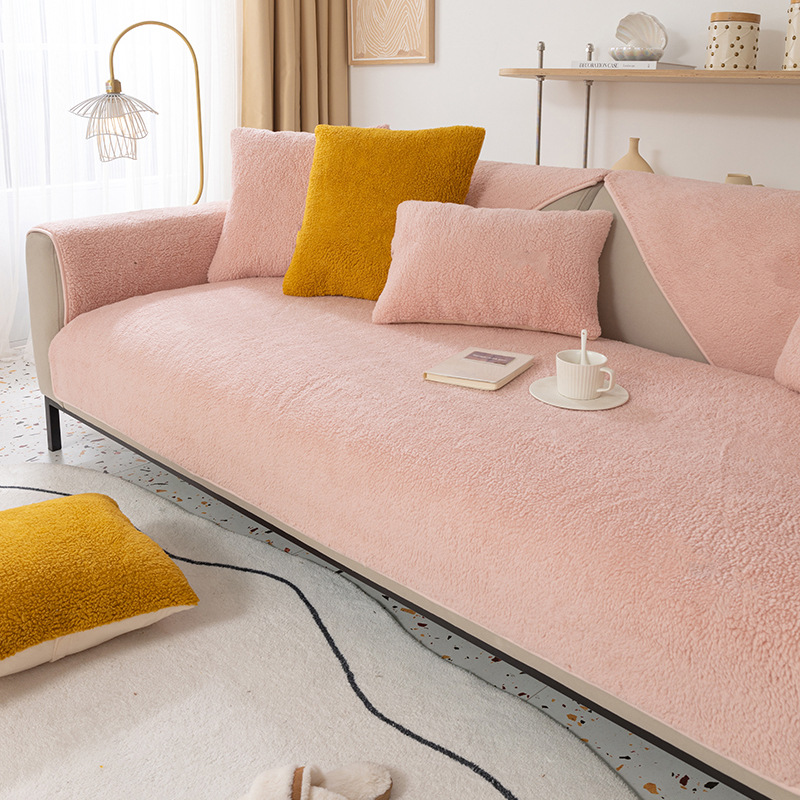 Cross-Border Lamb Wool Thickened Non-Slip Plush Seat Cushion Winter Nordic Sofa Cover Wholesale_voghion.com