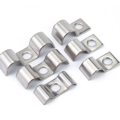 Thickened 304 Stainless Steel P-Type Single-Sided Pipe Clamp Half-Code Single-Hole Saddle Clamp Instrument Pipe Clamp Double Pipe Buckle Water Pipe Clamp