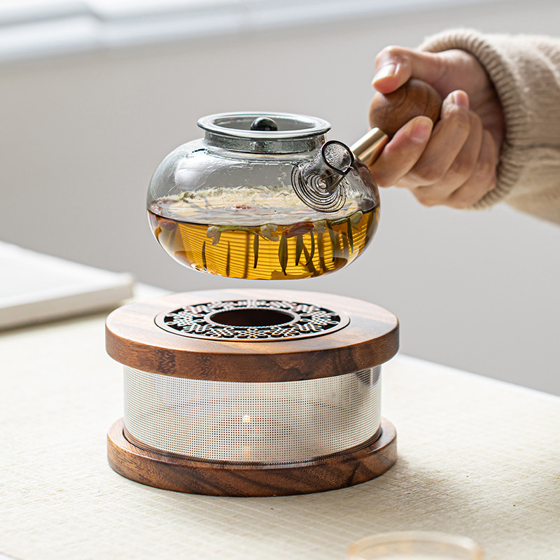 冬の暖かいお茶のろうそくの温かいお茶のストーブの小さいストーブの台のセットの高温に耐える養生のガラスの壺のティーポットの温かい茶器|undefined