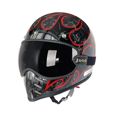 Motosiklet kaskı (dəbilqə) — and Women, Winter and All-Season Safety - black-segment-forged-red-flame-black-tea-mirror-m55-56