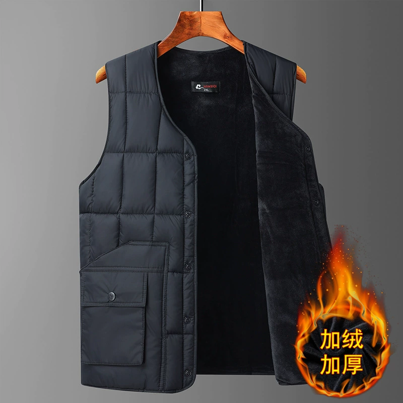 Хлопковый жилет для пожилых людей мужской отец теплый жилет хлопковый костюм среднего возраста мужской зимний утолщенный большой карман на флисовой подкладке