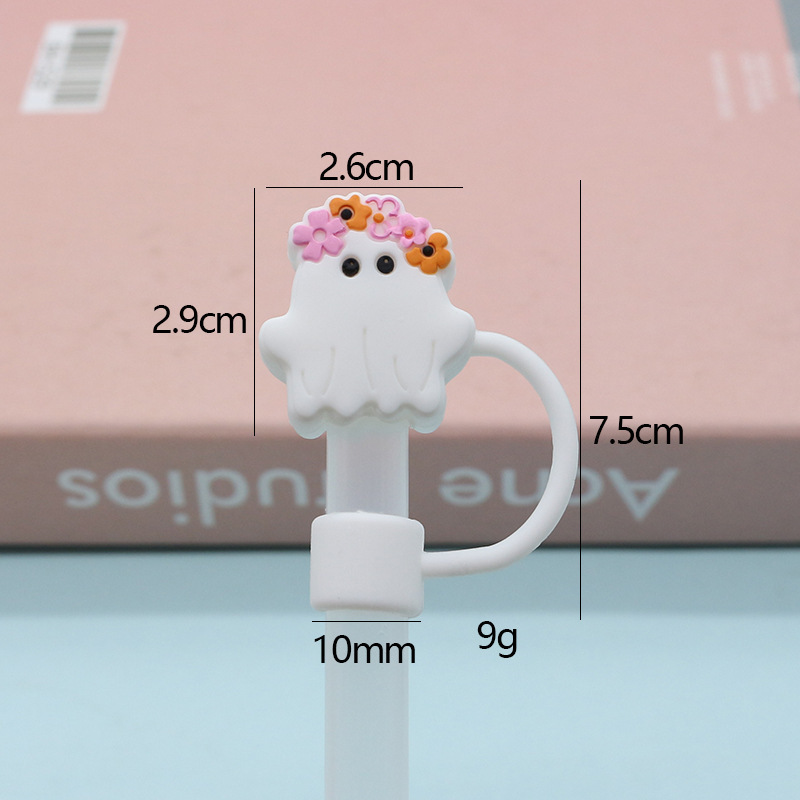 Nueva tapa de pajita de silicona 8-10mm linda muñeca de flores tapa a prueba de polvo se puede reciclar cubierta de pajita transfronteriza