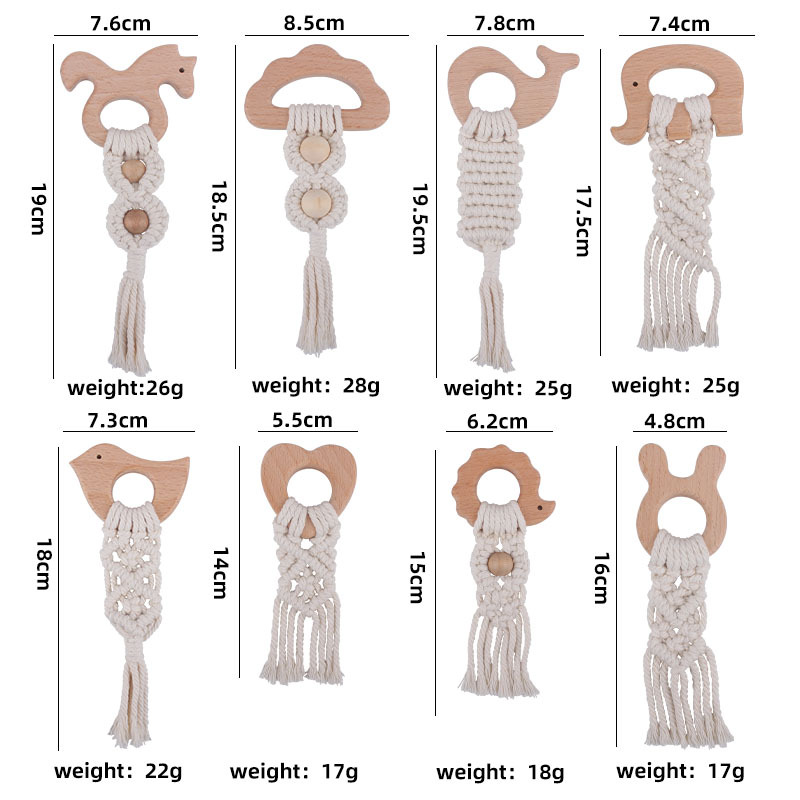 DIY bebé creativo haya animal teether tejida a mano cuerda de algodón juguete bebé teether palo