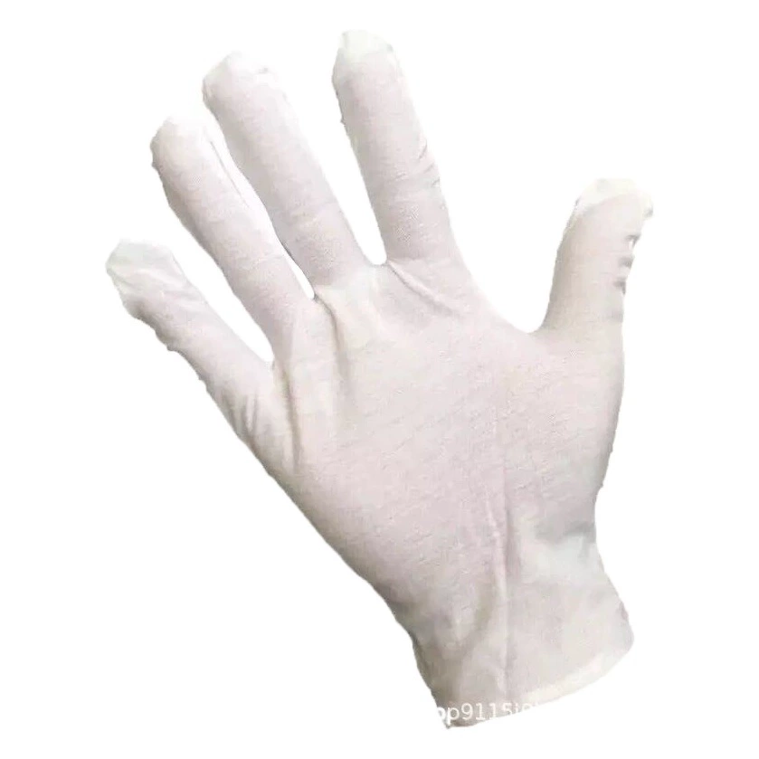 Поставка белого хлопка рабочие перчатки из чистого хлопка тянуть каркас перчатки хлопок Джерси перчатки этикет пыли ткани перчатки