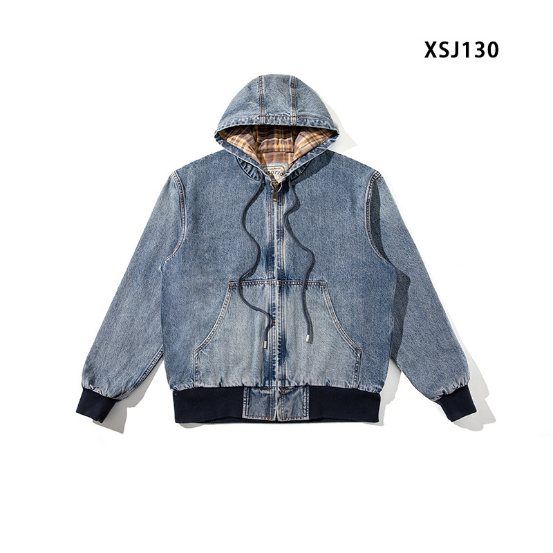 High-Quality Carhartt J130 Vintage Washed Distressed Denim Work Jacket with Cotton and Thick Hooded Jacket for Men High-Quality Carhartt J130 Vintage Washed Distressed Denim Work Jacket with Cotton and Thick Hooded Jacket for Men