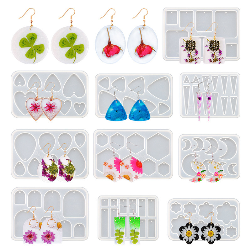 DIY Geometric Earrings Drop Glue Mold Pendant Pendant Epoxy Irregular Earrings Set Silicone Mold