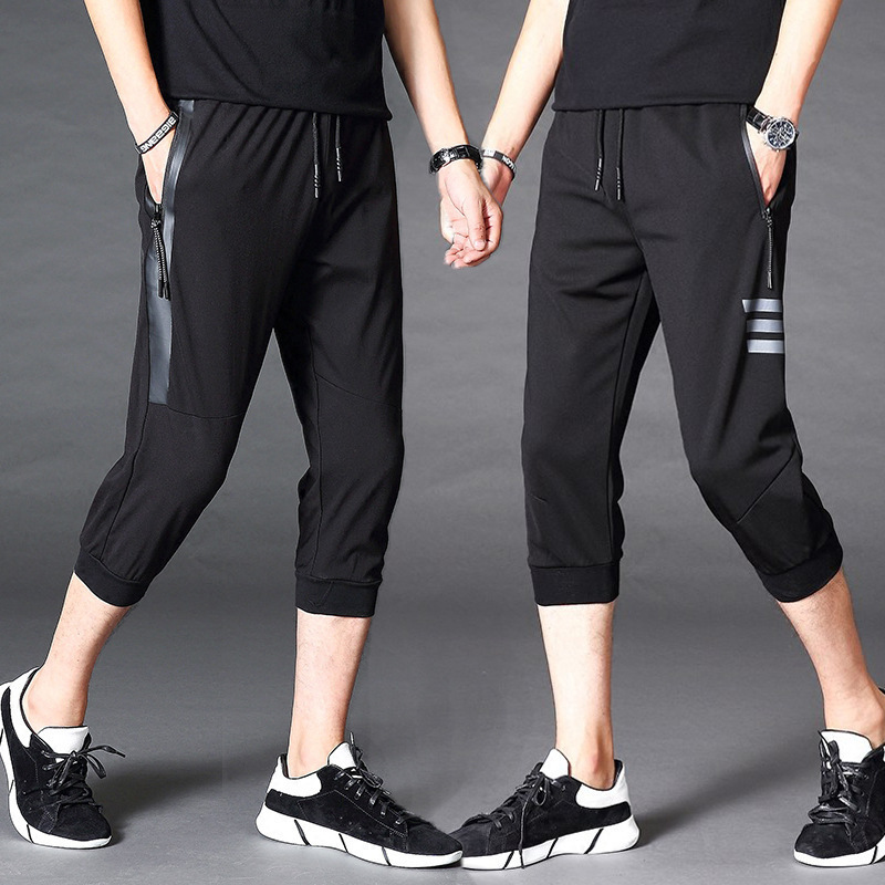 2023 Summer New Korean Style Casual Capri Pants for Students Men Korean Style Loose Sports Thin Short Pants