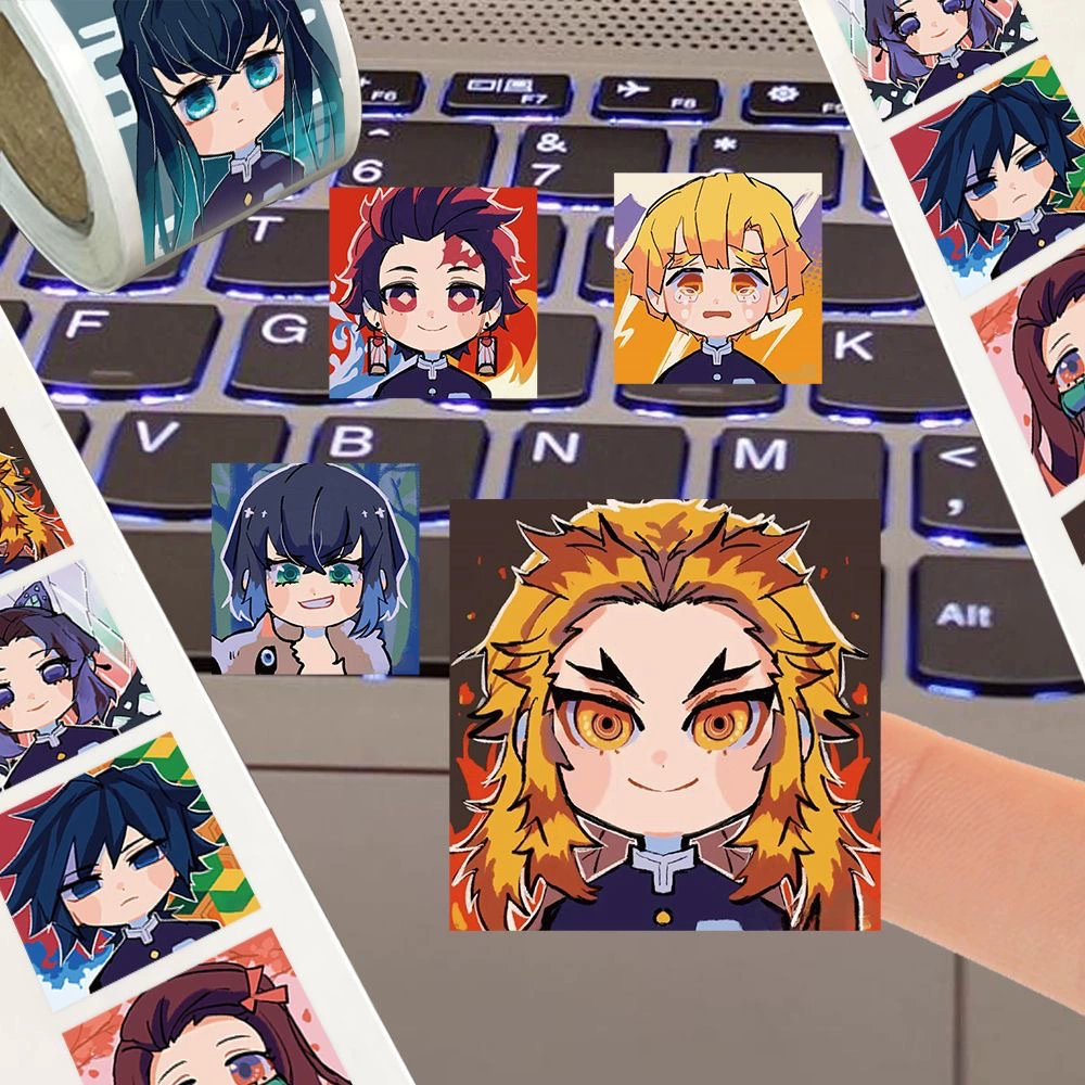 Плакат-наклейка Demon Slayer: Лезвие Демона, большой головной рисунок, популярная наклейка Demon Slayer Anime, наклейка двухмерного формата, квадратная наклейка