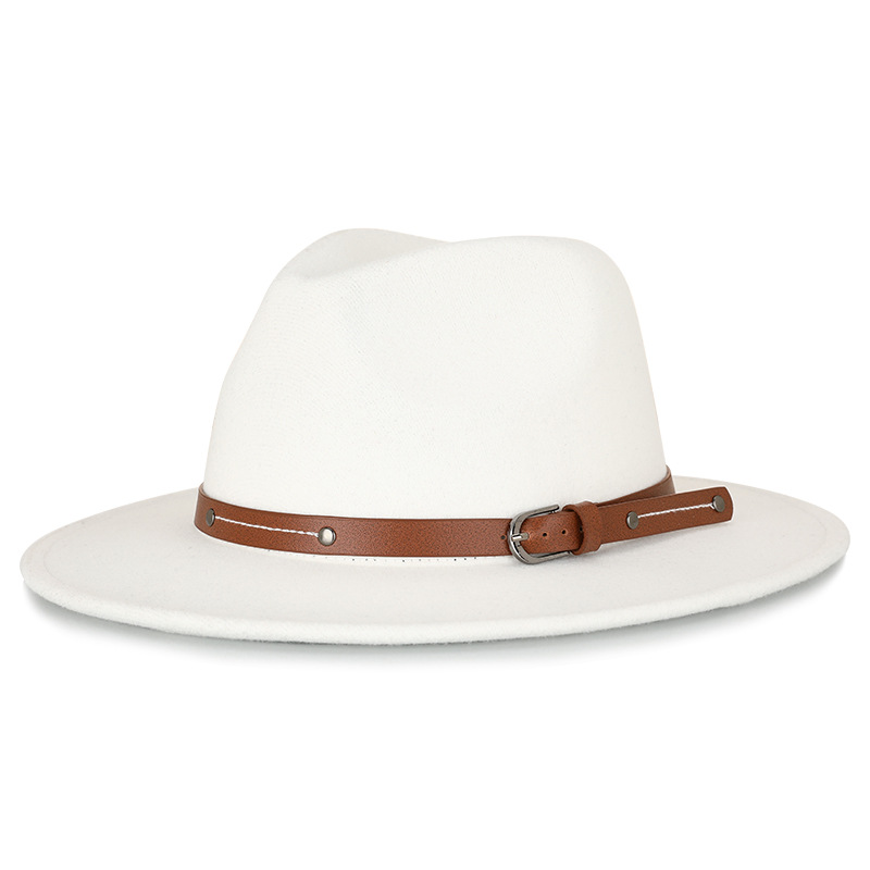 Sombrero de copa para hombres y mujeres Otoño e Invierno Nuevo europeo y americano británico ordinario anti-lana sombrero cálido moda ala ancha imitación en forma de campana sombrero de fieltro