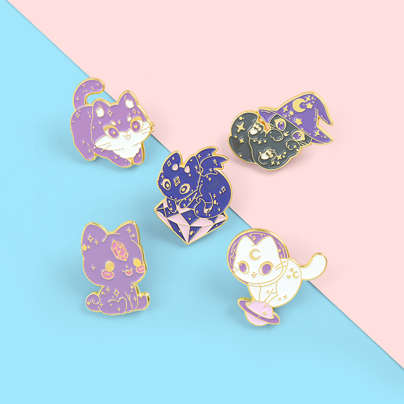 Cartoon Style Cat Alloy Stoving Varnish Brooches display picture 6