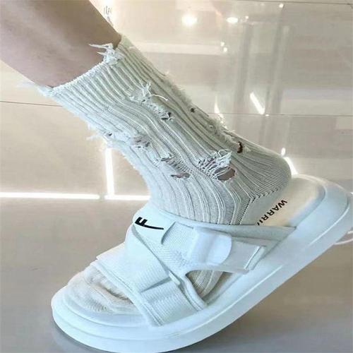 Summer thin-hole mid-calf Ins-style women's socks, plain simple women's hole socks, thin strip trendy socks, wholesale