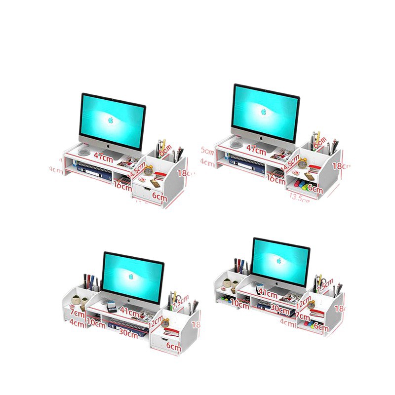 Soporte Elevador para Monitor de Computadora, Base de Almacenamiento con Cajón para Oficina, Organizador de Escritorio