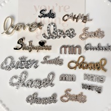 热销镶钻字母爱心配件diy手工发饰发夹手机壳贴片洞洞鞋材料批发