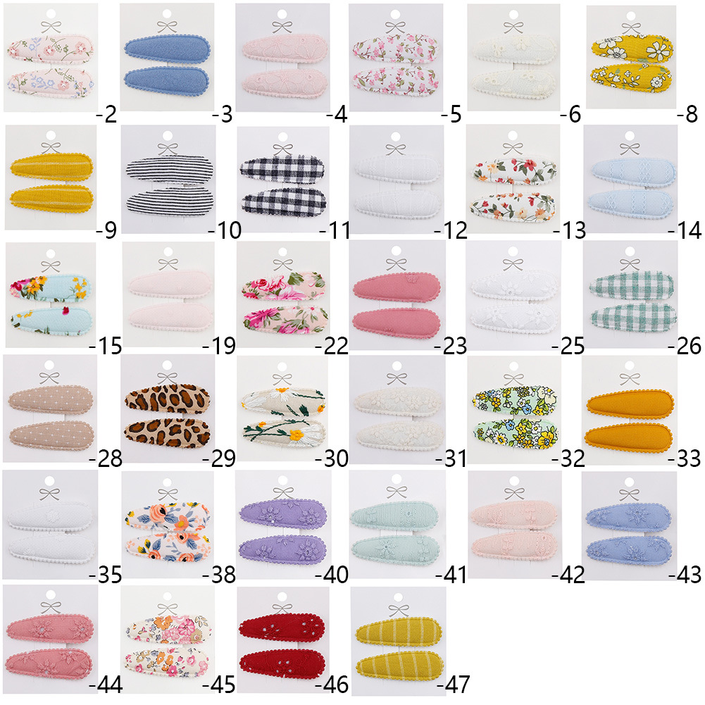 Girl'S Gender Sweet Plaid Water Droplets Flower Cloth Hair Clip