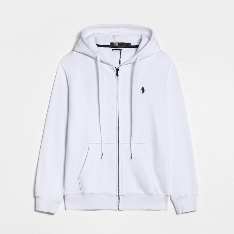 Rl Cross-Border Export Autumn and Winter Casual Hooded Cardigan Pure Cotton Zipper Sweatshirt Pony Embroidered Loose Polo Jacket