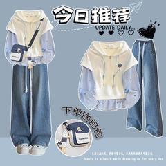 少女洋气卫衣套装穿搭初中生秋装女2025新款学院风休闲两件套高中
