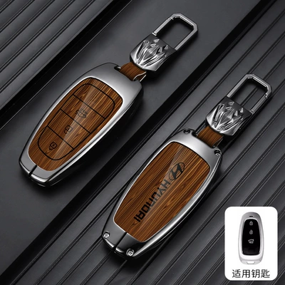L Key Cover 21/22 Fifth — Car key bag - standard-type-c-3-button-wood-grain-brown-metal-buckle