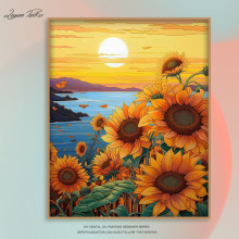 向日葵diy数字油画治愈系植物花卉手工涂绘填色油彩丙烯装饰画