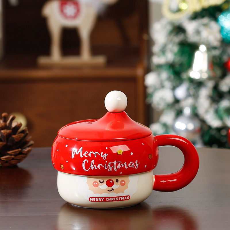 国境を越えたサンタクロース模様のアニメ陶磁器カップお土産マグカップクリスマスプレゼントかわいい祝日カップ|undefined