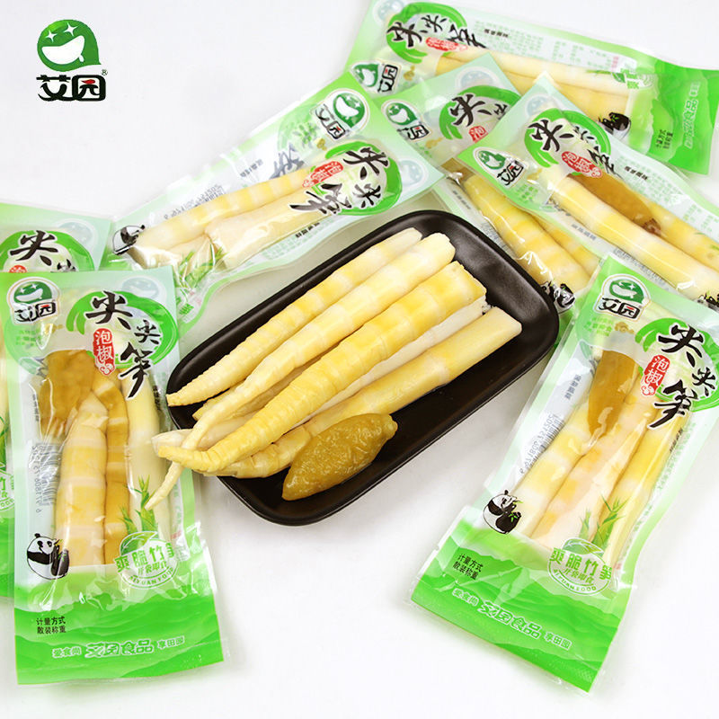 艾园泡椒尖尖笋泡椒味笋尖竹笋嫩笋笋干节节脆笋四川特产零食小吃