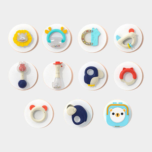 Cross-border baby toys can be boiled and chewed, molar teether, light and music storage box, hand-caught rattle, soothing bed bell