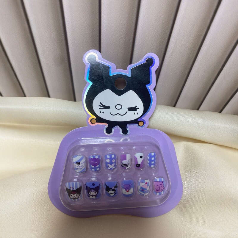 2025 New Kuromi Children's Nail Stickers Removable Girls Wear Nail Cartoon Girls Short Nail Art Pieces 2025 New Kuromi Children's Nail Stickers Removable Girls Wear Nail Cartoon Girls Short Nail Art Pieces