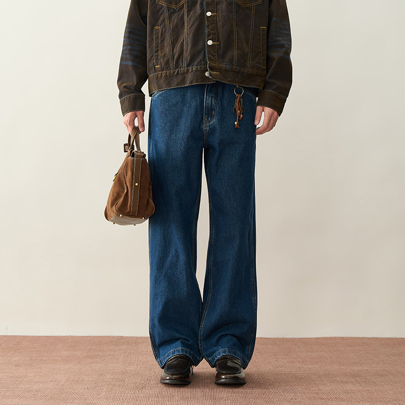 Quiet Orchid Loose Straight-Leg Jeans American High Street Retro Youth Style Trendy Brand Long Pants 2025 New Style Quiet Orchid Loose Straight-Leg Jeans American High Street Retro Youth Style Trendy Brand Long Pants 2025 New Style