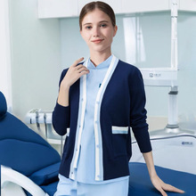 护士毛衣外套开衫女加厚藏蓝色护士服秋冬季外套医院工作服针织衫