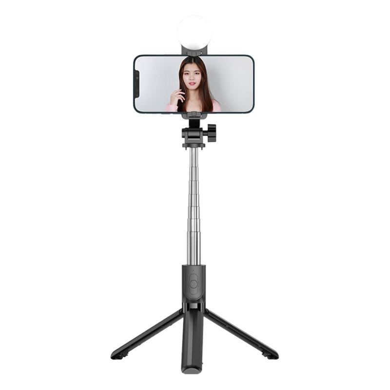 Mini selfie stick transfronterizo Bluetooth luz de relleno extendida soporte de transmisión en vivo para teléfono móvil trípode telescópico integrado al por mayor