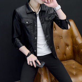 Men's PU Leather Coat 2021 New Autumn and Winter Slim Korean Style Jacket Casual Coat
