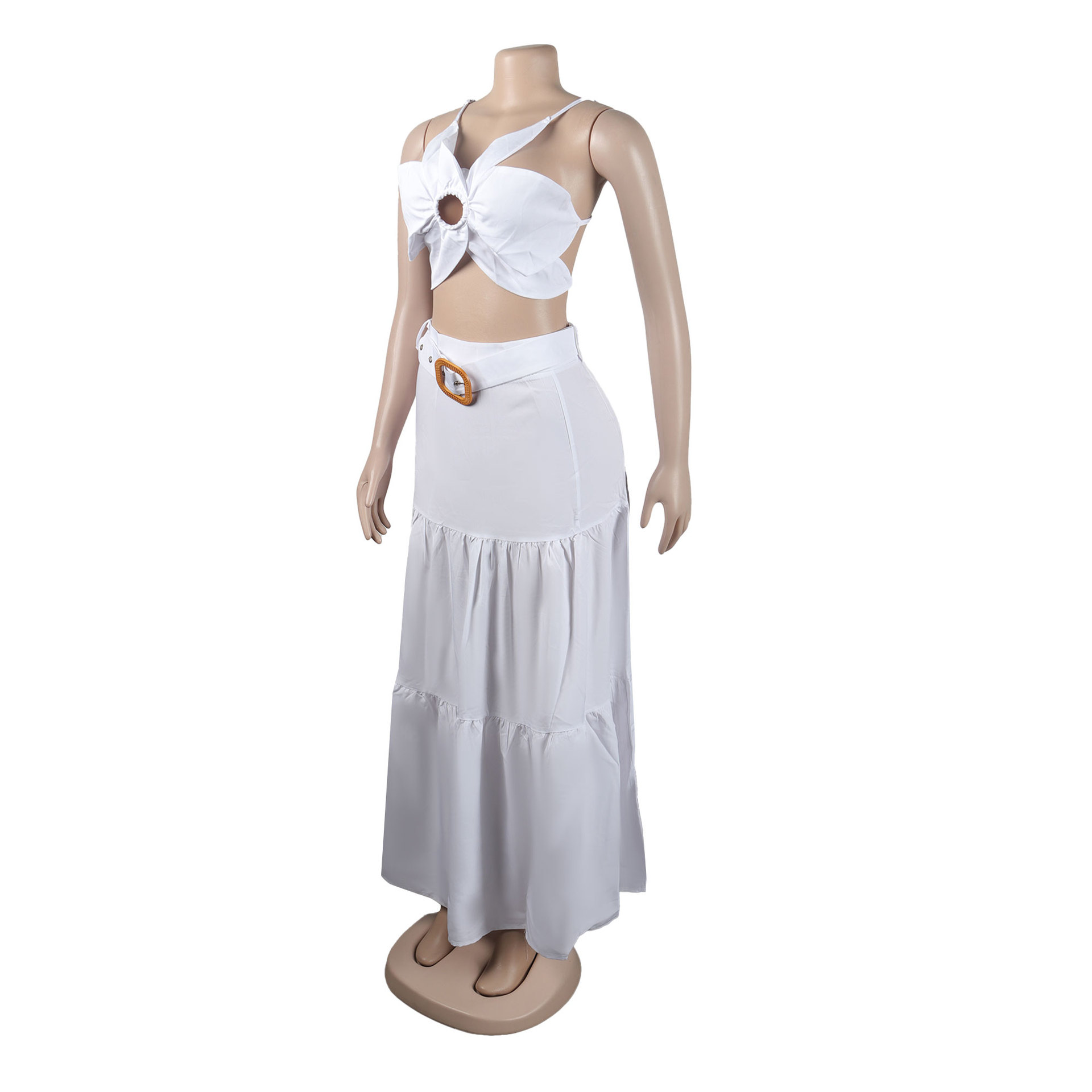 354g Weight Sleeveless Sleeve Length Polyester Fabric Type Skirt Co-ord Set Sets Type 2 Pieces Set Quantity Holiday Occasion Strap Neckline Slim Fit Type Solid Color, Flower Pattern Summer Season Women's Gender Vacation Style Holiday Women's Vacation Solid Color Flower Polyester Skirt Co-ord Set Skirt Sets 22