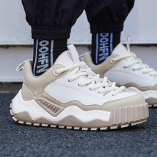 春季潮牌男鞋复古拼色厚底老爹鞋男士户外运动休闲鞋增高白鞋