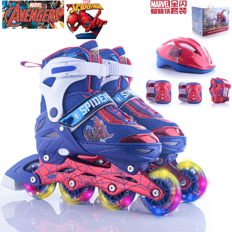 Бренд Skates, мультяшный детский мигающий набор для уличного катания на роликах, восемь кругов