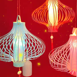 DIY创意灯笼儿童手工绘画材料包春节手提灯笼桶收缩元旦花灯新款
