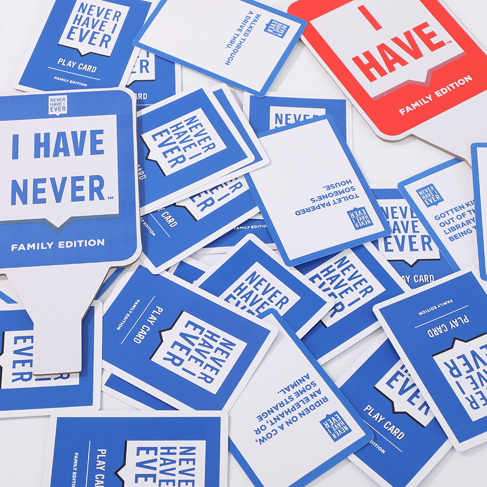 Jogo de cartas de tabuleiro "Eu Nunca..." para festa em família_voghion.com