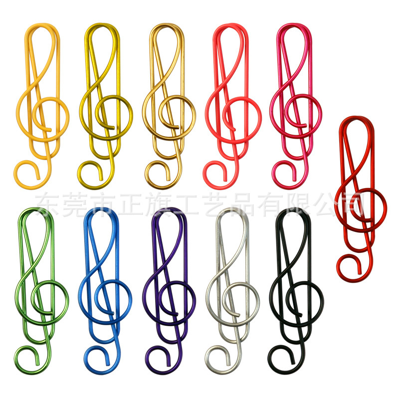 Instrumento musical creativo transfronterizo de fábrica nota clip de papel gato color mezclado en caja 40mm color clip de papel 9 en stock